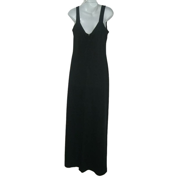 Edith Flagg Dress Three Flaggs Vintage 70s Black Maxi Audrey Hepburn Classic Lbd - Picture 7 of 11